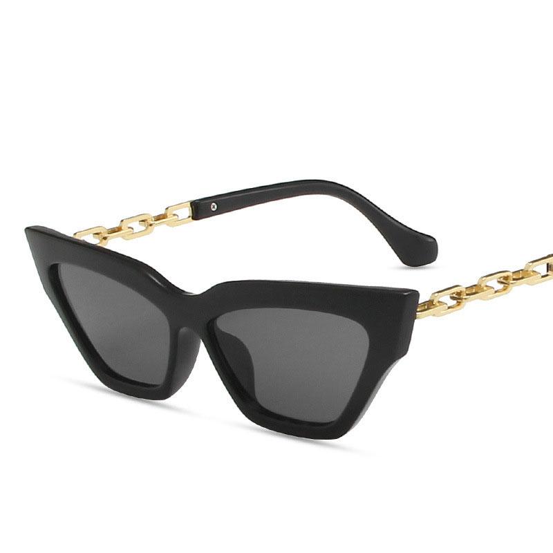 New Fashion Sunglasses Women Cat Eye Shape Metal Chain Leg Sun Glasses Women European American Style Women’s Sunglasses