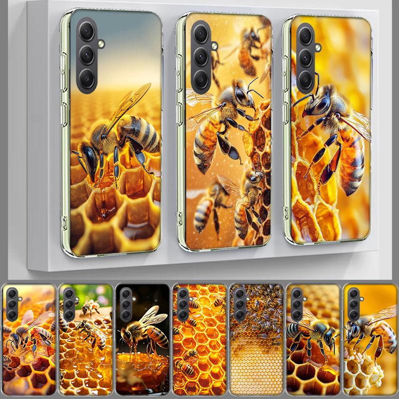 Bees and Honey in the Honeycomb Phone Case For Samsung A54 A34 A24 A14 A53 A33 A23 A13 A52S A32 A22 A12 A17 Galaxy A03S A04S A02