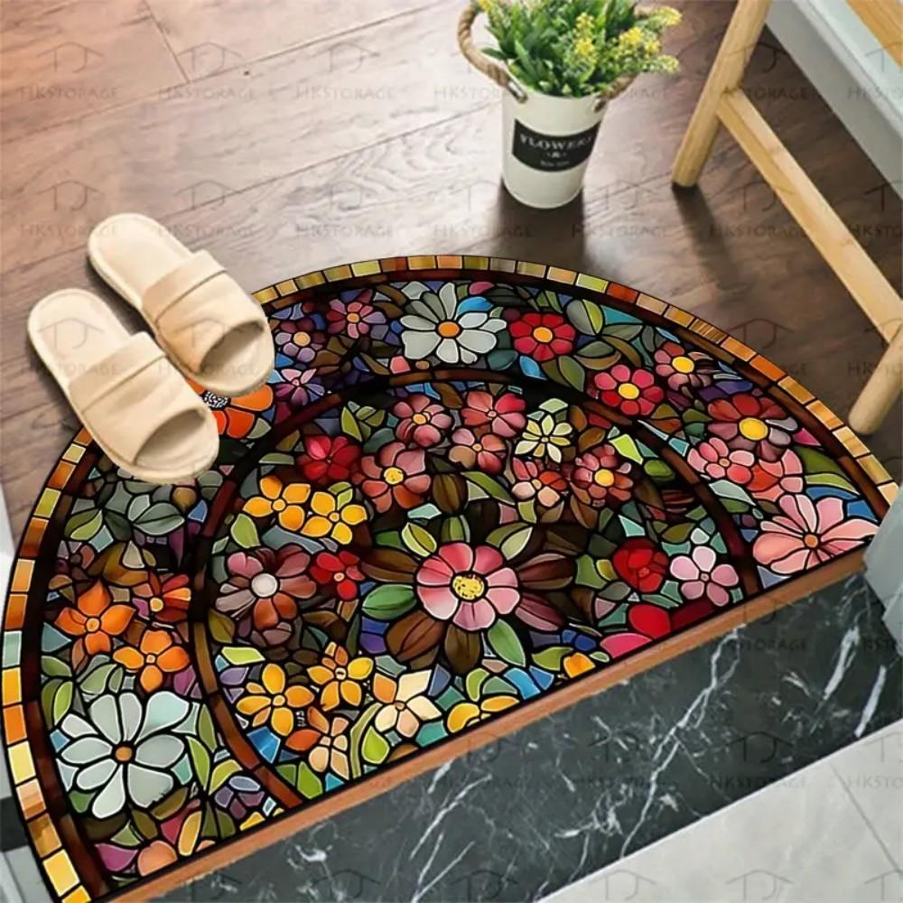 

1pc Half Moon Mandala Flower Pattern Welcome Mat, Washable, Suitable for Entrance, Bedroom, Living Room, Laundry and Patio Decor 40X60CM(1.3X2FT