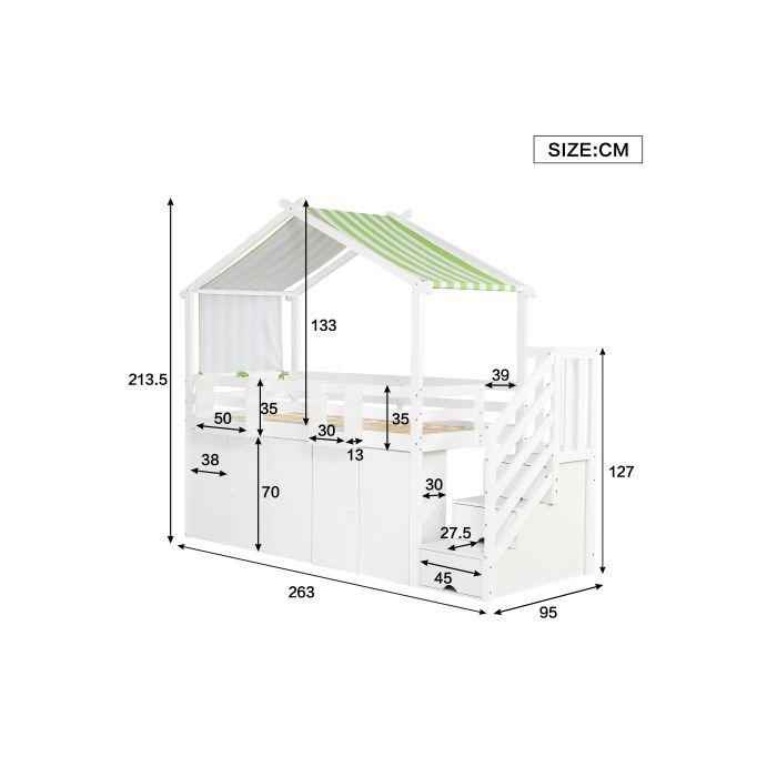 Paturi suprapuse - MUVOE - 2 locuri - Alb - Cu bariere de siguranță - Spațiu de depozitare integrat