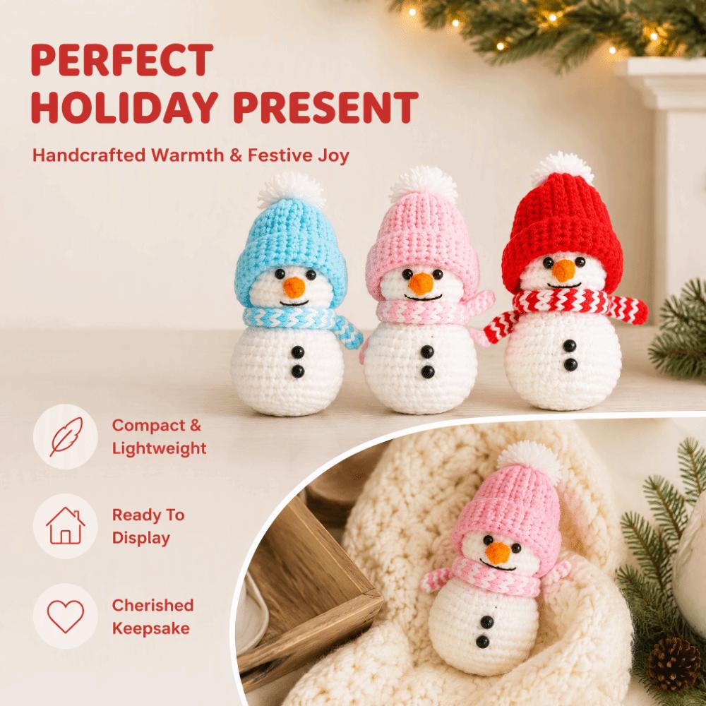 Finished Knitted Hand-Crocheted Snowman Soft Knitting Yarn Crochet Ornament Family Friends Gift