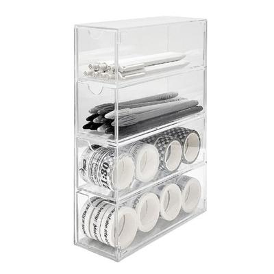 Scatola Porta Occhiali 4 Strati Impilabile Trasparente Espositore Organizer per Occhiali da Sole per Ufficio Camera da Letto