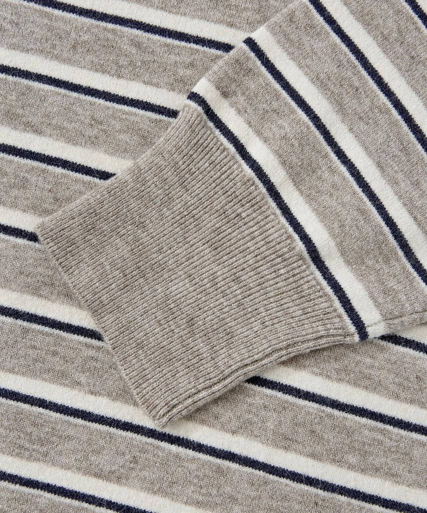 Beodeonteu Hairy Stripe Collar Knit [Light Brown]