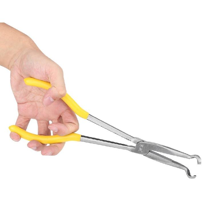 Curved Nose Pliers, Long Reach Ring Nose Pliers, Long Nose Plier, Long Reach Pliers 3 Pcs Hose Gripper Pliers, Extra Long 45/90 Degree Bent Nose Or