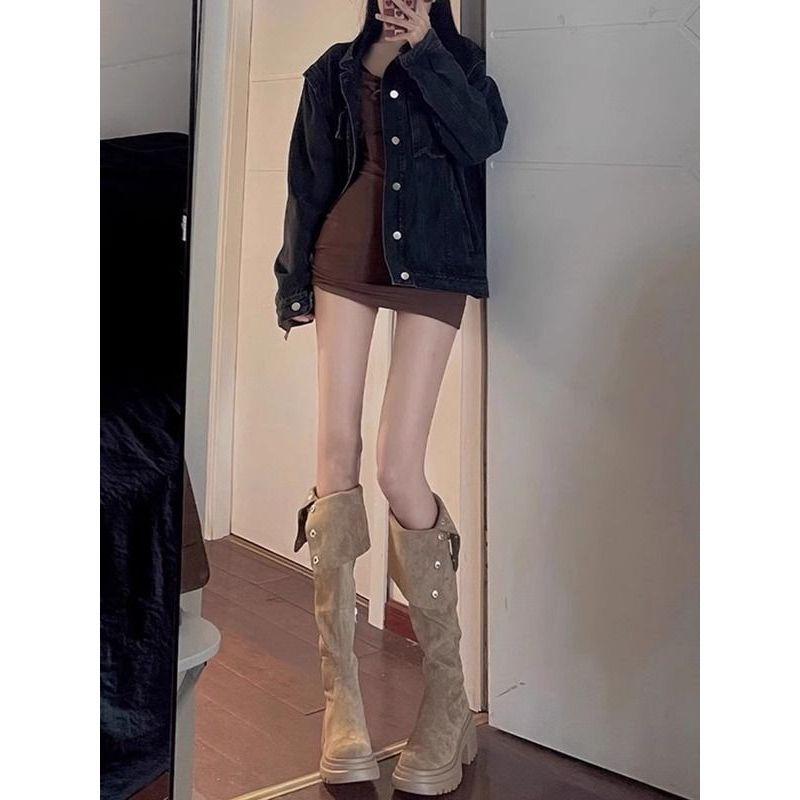 Over-knee Boots Brown Boots Women's Autumn and Winter 2025 New High-heeled Boots Versatile and Thin Tall Knight Boots