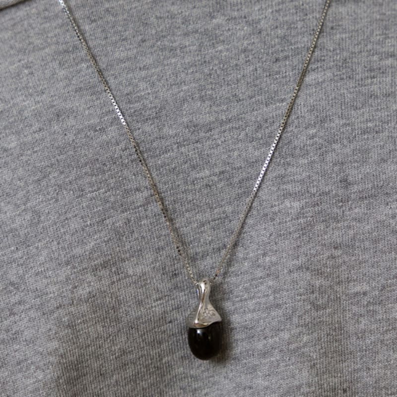 Tatiana (925 Silber) Pilzstein Anhänger Lange Halskette NZ2513 Onyx