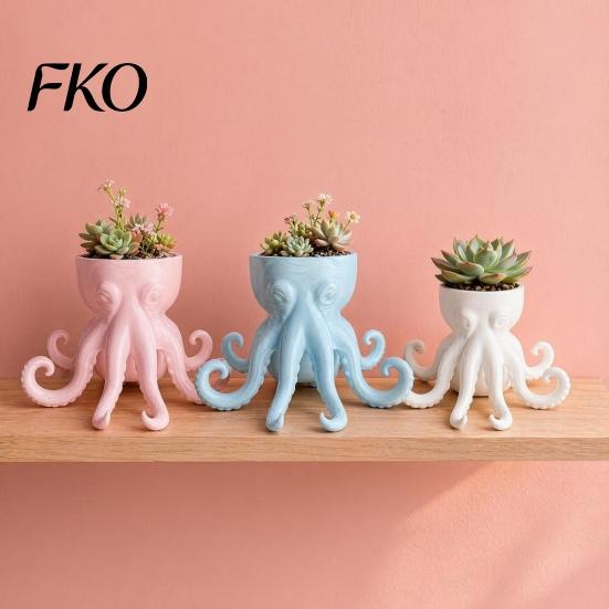 Octopus Shaped Flowerpot 3D Printed Vase, Flowerpot, Creative Planter Pot, Artistic Funny Animal Statue for Indoor Outdoor Plants Garden Decorations