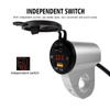 Motorcycle USB Charger Mobile Phone Adapter Car Fast Charger With Switch 2.4A Digital Display
