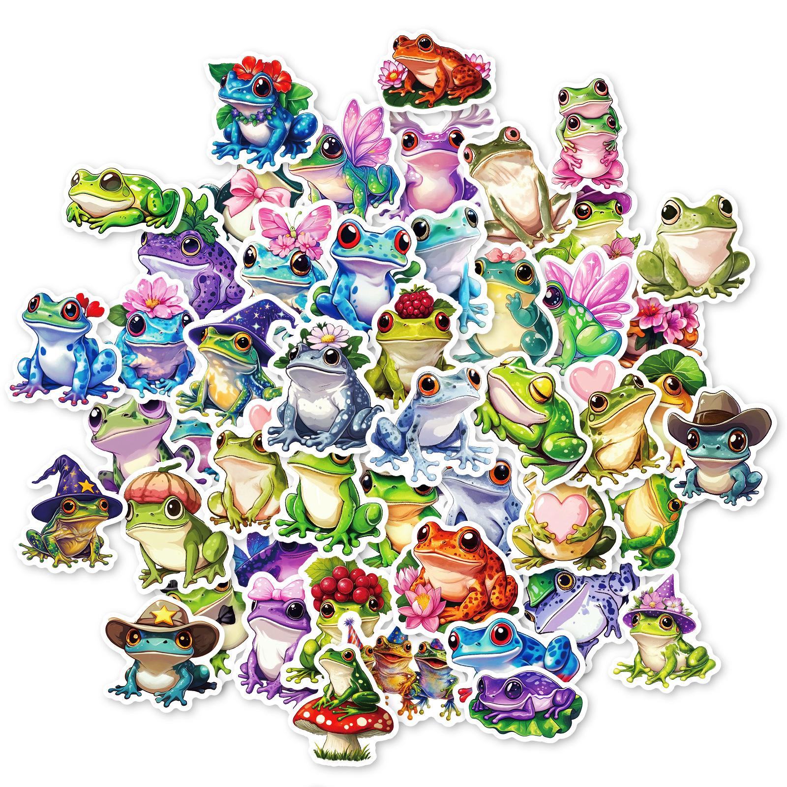 

50 Colorful Cartoon Frog Graffiti Stickers Do Not Repeat Creative Hand Account Decoration Waterproof Stickers