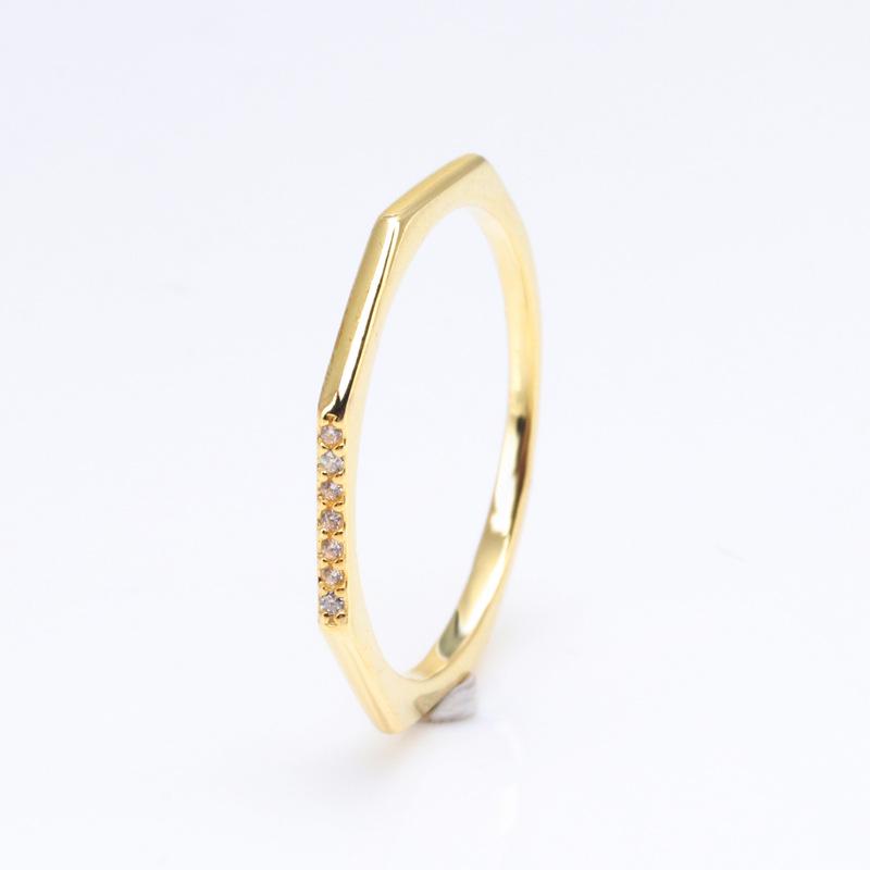 Pan Jia Bimetal Gold & Silver-Plated Polygonal Ring for Men & Women - European & American Creative Style Couple Rings 60