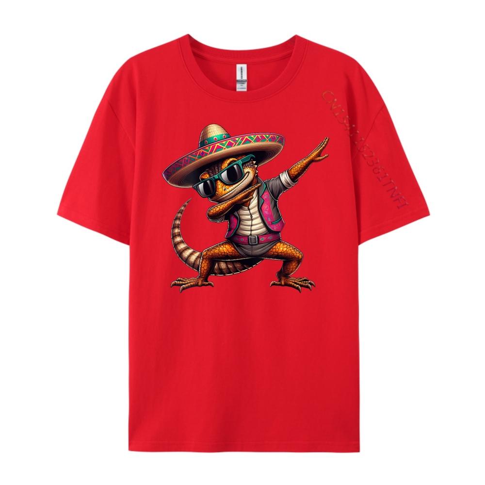 Dabbing Lizard Sombrero Poncho Cinco De Mayo Mexican Streetwear Men Printed T-Shirt