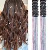 12Pcs Wig Clip-in Metallic Extensions Deep Purple Glitter Lightweight 20 Inch Long Wig Easy Attach Hair Extensions