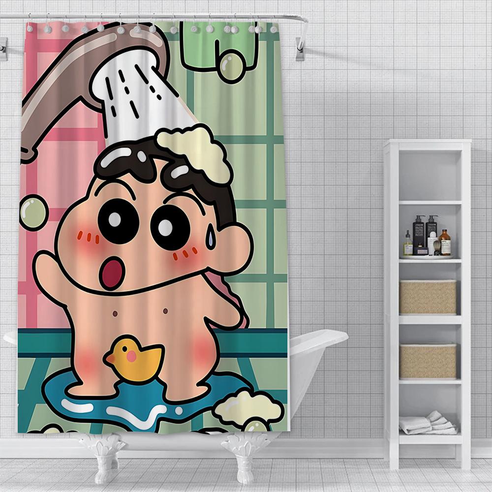 Shower Crayons Shinchans Curtain Waterproof Polyester Fabric Paint Colorful Bath Curtains Home Bathroom Decor Curtain With Hook