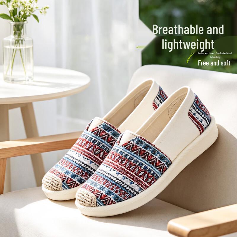 Bu She Yuan Women s Casual Old Beijing Cloth Flats 110-7043 37