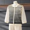 Trendy Spring Striped Knit Top for Moms - New Style for Middle-Aged and Elderly Women, Lightweight Base Layer Shirt