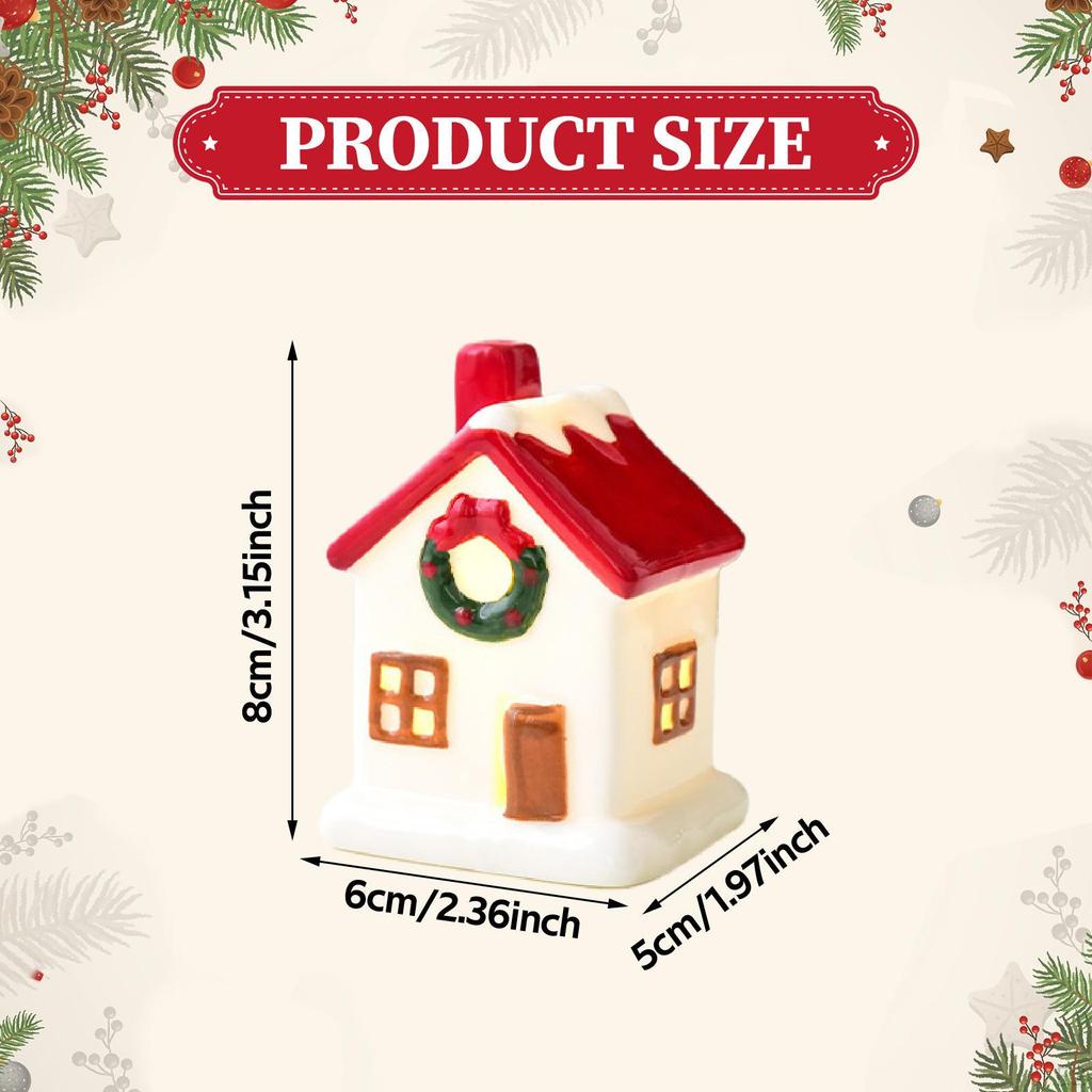 Mini Ceramic Light Up House Decoration Accessories Birthday Gift Xmas Ornament for Indoor Cabinet