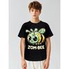 Children Crew Neck Short Sleeve T-Shirt with Cartoon Zombie Bee Print