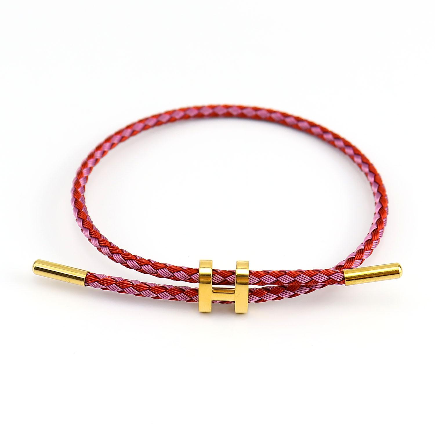 

Водонепроницаемый браслет из титановой стали с 3D I-образной пряжкой, браслет из нержавеющей стали, золотой цвет, натальный год, плетеный проволочный канат, кожаный канат, красный канат