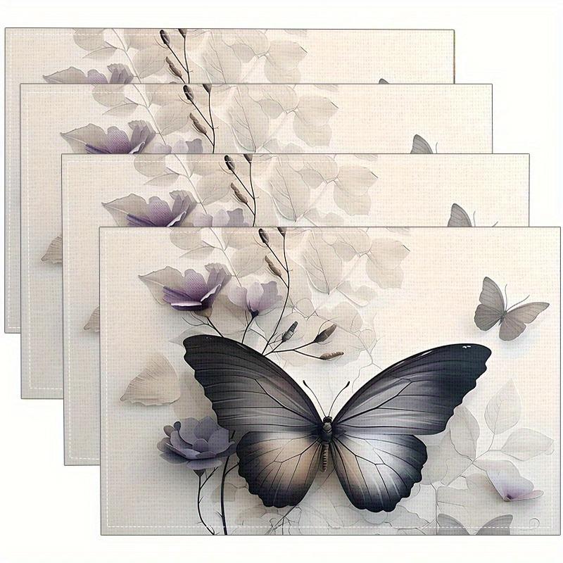 4pcs Elegant Butterfly Coasters - Modern Minimalist Table Decor with & Brown Butterfly Design, Heat-Resistant Surface Protectors for Dining Table