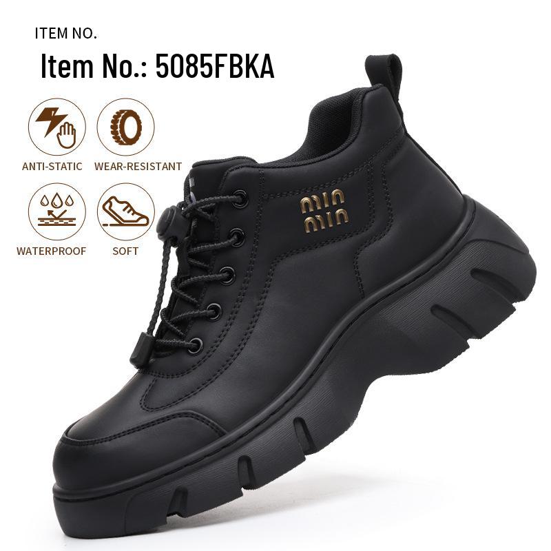 Anti-Static Fleece-Lined Safety Shoes - High-Top, Wear-Resistant, Dust-Free for Winter