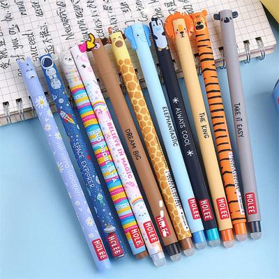Penna Cancellabile 0.7mm Penna con Inchiostro Nero con Impugnatura Morbida Amica della Pelle Tappi Carini a Forma di Animale Design a Pulsante Penne Ricaricabili Materiale Scolastico