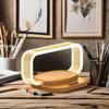 Versatile LED Mini Table Lamp with 10W Wireless Charger & Adjustable Phone Holder ABS Electric Power for Bedroom