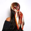 Silk Fabric Muslim Turban Printed Design Square Scarf New Stretch Bandana  Four Seasons Use
