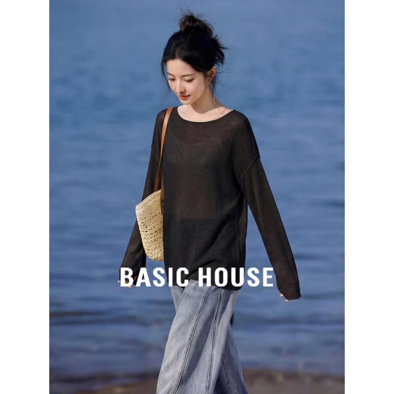 Basic House Women s Off-Shoulder Long-Sleeve Knit Top XL