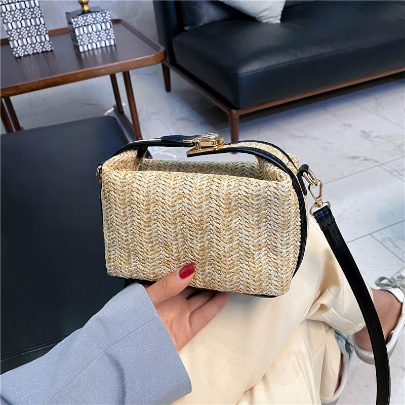 Fashi Straw Woven Women's Small Crossbody Bags Simple Casual Ladies Shoulder Bag Summer Female Travel Clutch Purse Handbags