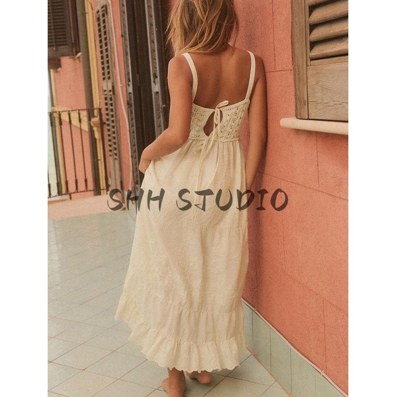 Summer New Product Women's Clothes Bowknot Decoration Patchwork Fashionable Knitted Sling Midi Skirt Dress 6236010