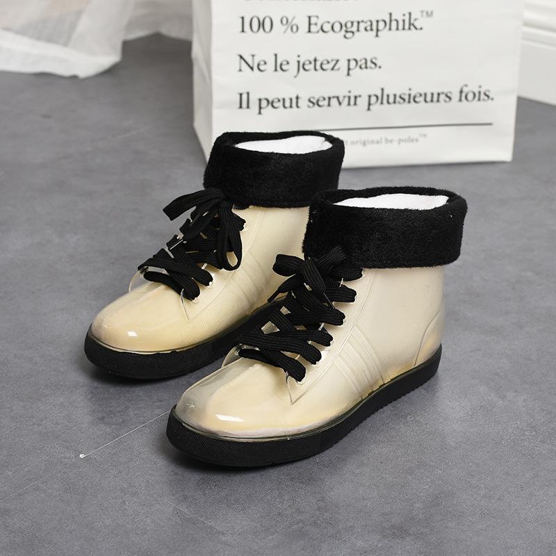 Water shoes low-top transparent rain shoes women's rain boots students short tube low tube rainproof anti-skid rubber shoes