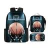 Casual Printed Backpack Large Capacity School Bag Pencil Case Lunch Bag Three Piece Set Suitable for Daily Use Travel and Outdoor Activities