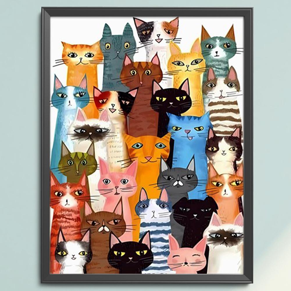 Cat Printed Cross Stitch Kit 40x55cm DIY 11CT Embroidery Craft Set Home Decor