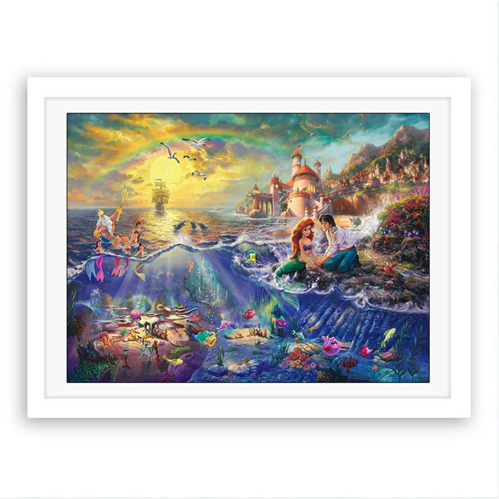 Mermaid Art Oil Painting Print On Canvas Modern Home Decor The Little Mermaid Framed Without
