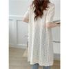Women's Knitted Sweaters Lady Hollow out Mesh Thin Pullover See Through Look short Sleeve Loose long Tops Smock Two outfits 2025
