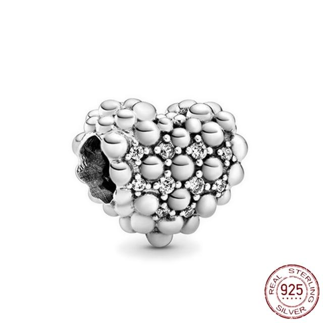 925 Sterling Silver Heart Circular Animal Beads Original  Charm Bracelet For Women DIY Fashion Silver 925 Jewelry Making