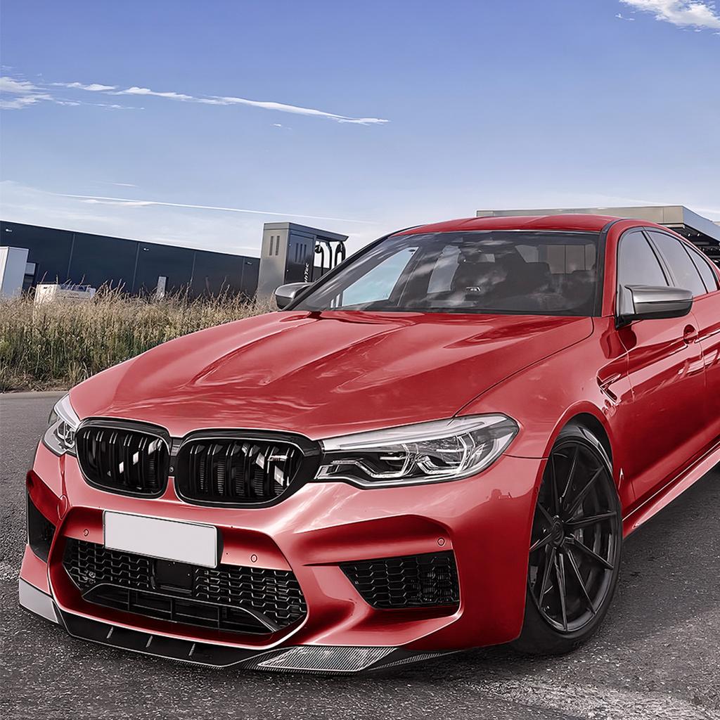 For 2018-2020 BMW 5 Series M5 F90 3pcs/Set Car Front Bumper Lip Chin Spoiler Carbon Black Bodykit Exterior Tuning Accessories