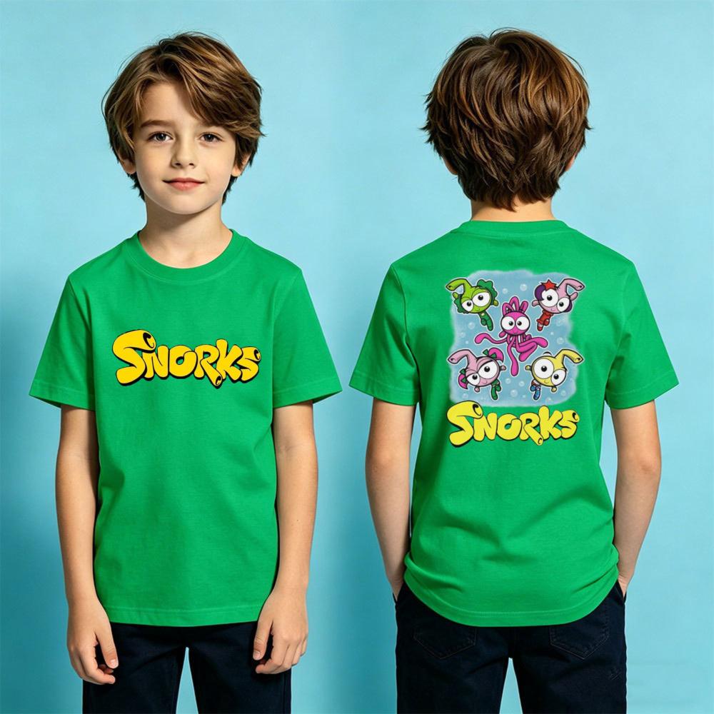 Snorks Cartoon Graphic Printed TShirt Boys and Girls Casual T-shirt Kids Summer Polyester Short Sleeve Daily Life Children Shirt