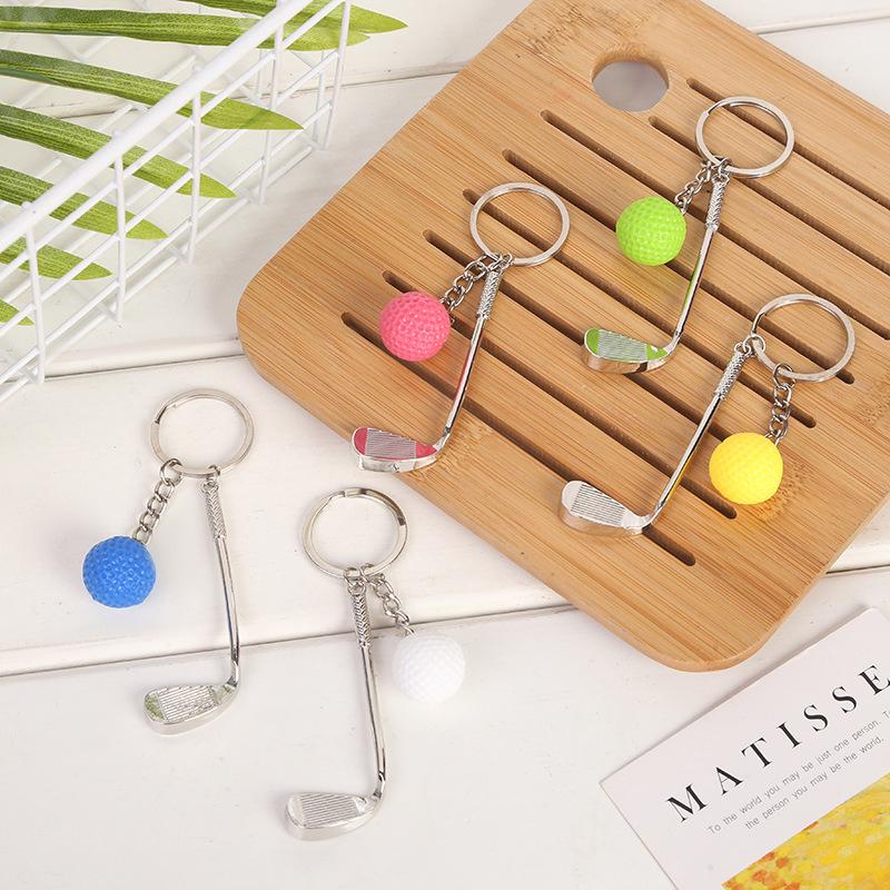 Simulation Mini Golf Ball Keychain Creative Metal Keyring Car Key Holder Bag Pendant Hanging Decoration Couple Gifts