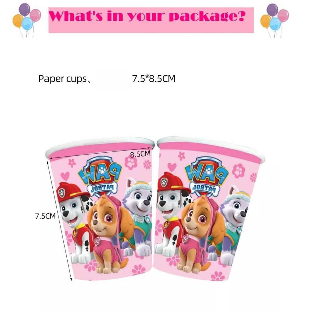 Roze Paw Patrol Verjaardagsfeest Decoratie Skye Wegwerp Servies Tafelkleed Bord Folie Ballonnen Babyborrel Meisjes Feestartikelen