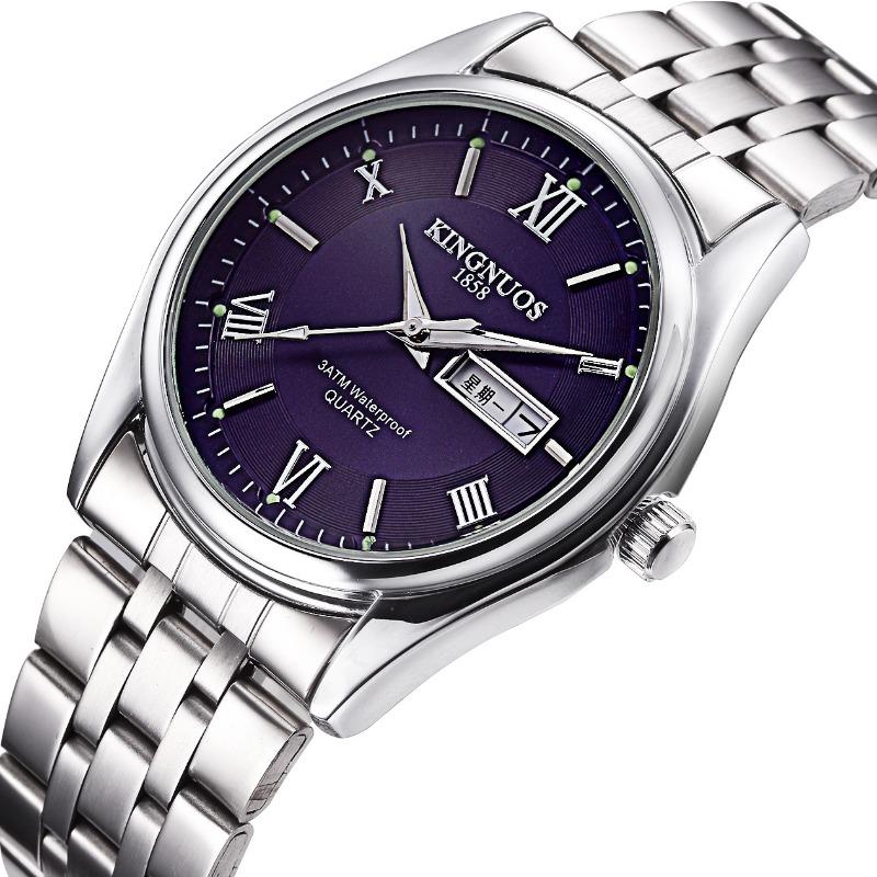 

Top Brand New Casual Men s Steel Band Watch Trendy Fashion Calendar Waterproof Luminous Ultra-thin Student Watch