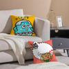 Funny Cartoon HHAPPY FATHER HAPPY SON Cushion Cover Pillowcase Short Plush Invisible Zipper Room Sofa Cushion Cover