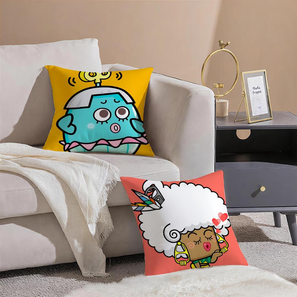 Funny Cartoon HHAPPY FATHER HAPPY SON Cushion Cover Pillowcase Short Plush Invisible Zipper Room Sofa Cushion Cover