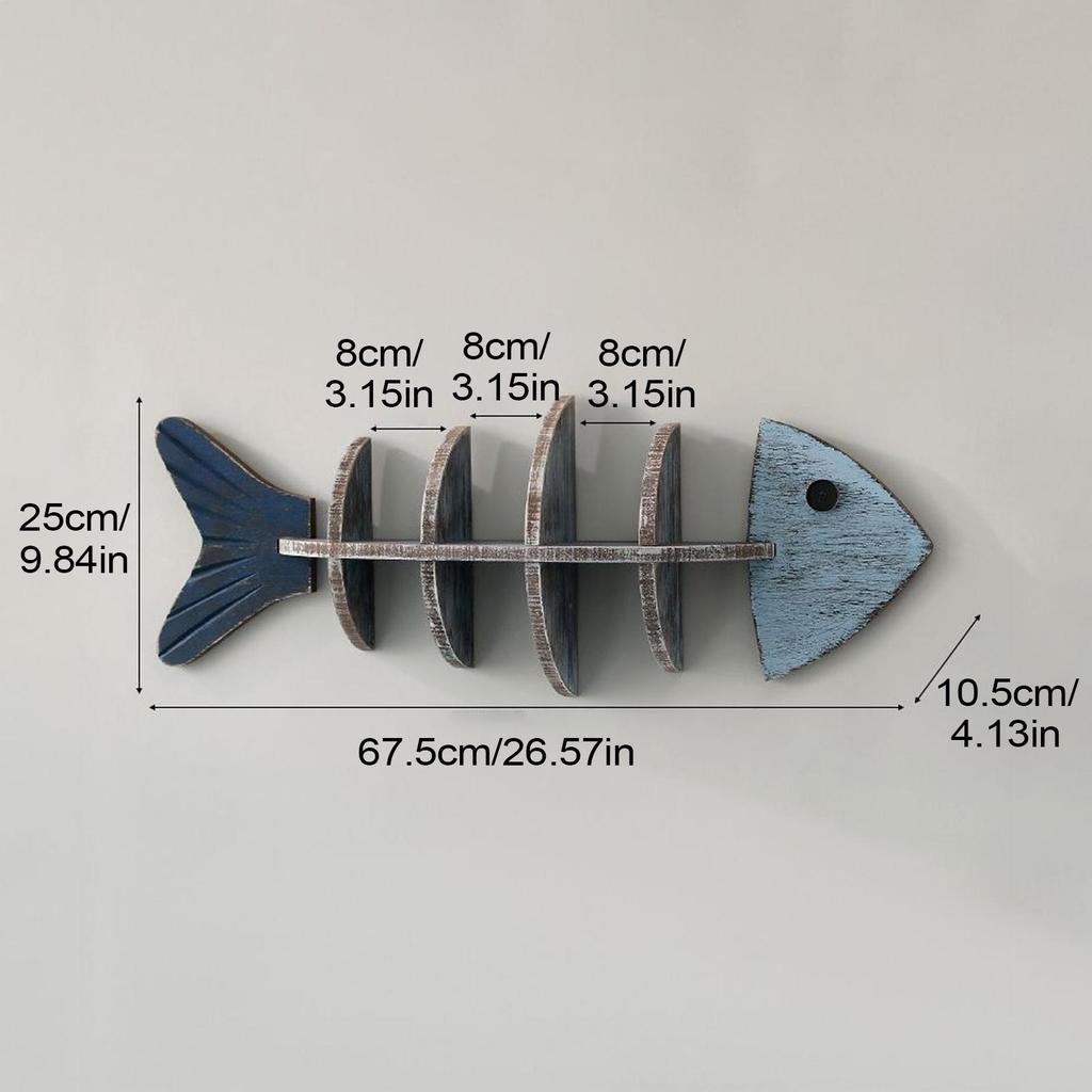 decorative Bookshelf Wall Shelves Fish-Shaped Organizer Shelf Wall Decorations Rustic Home Decor for Bathroom Laundry Room