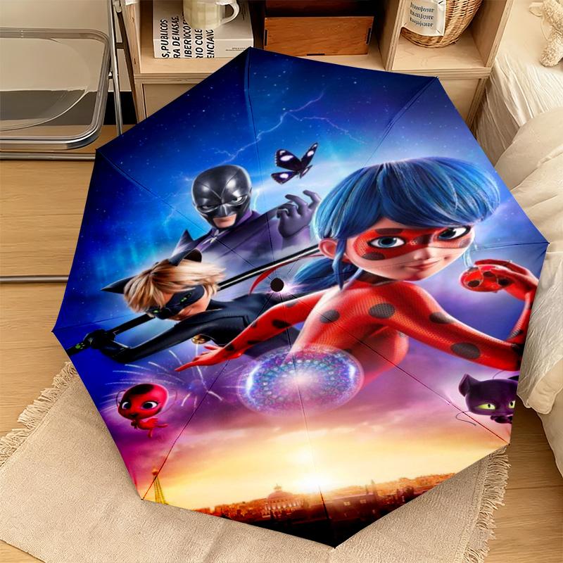 Wunderbare Ladybug Thema Automatischer Regenschirm Geeignet für Reisen Tragbarer Regenschirm Outdoor Sonnenschirm Geschenk Tägliche Notwendigkeiten