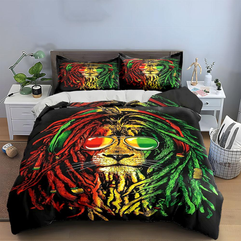 Lion with Colorful Dreadlocks. Bedding Sets Duvet Cover Sets Duvet Covers Pillowcases(1 * Duvet Cover 2 * Pillowcases Without Duvet Insert)