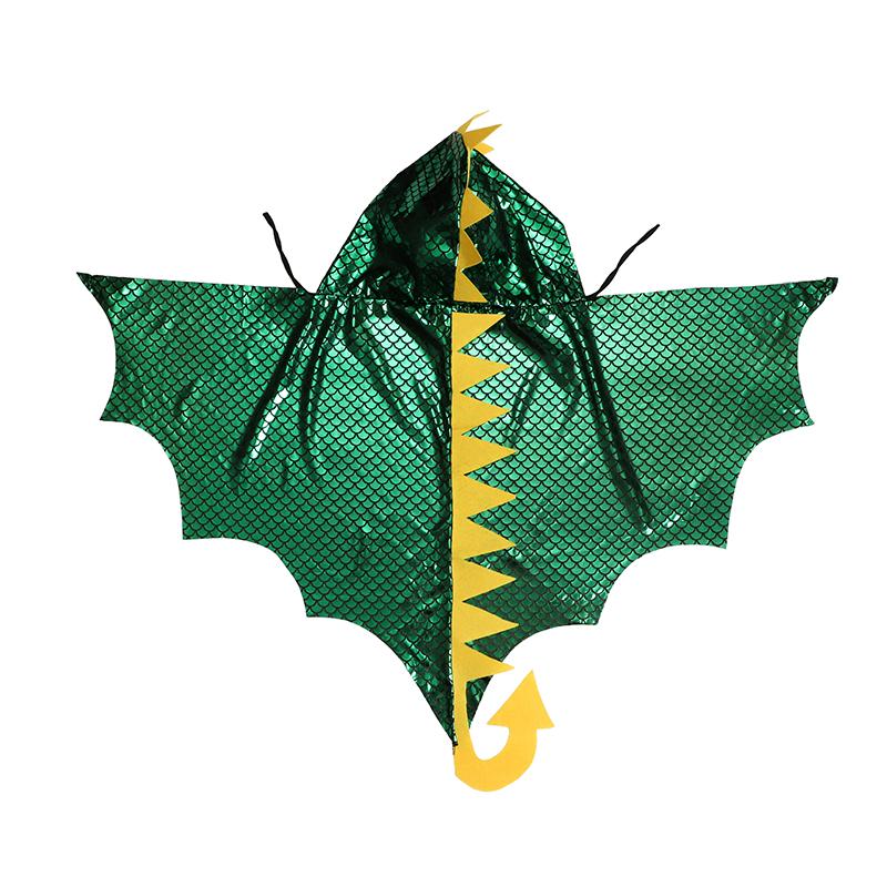 

Unisex Green Dinosaur Cape Dragon Hooded Cloak Halloween Costumes Christmas Fancy Cloak Role Play Costumes Boys Girls Average size