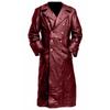 Men's Plus Size Double-Breasted Leather Trench Coat - German Military Style for Autumn/Winter