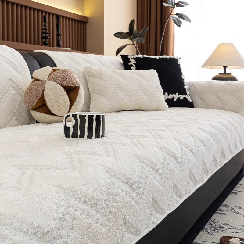 Shu Cotton Lint Sofa Cushion Cross-Border Special For Autumn And Winter, Thickened Seat Cushion, Non-Slip And Dirt-Resistant Plush Sofa Cover Cover