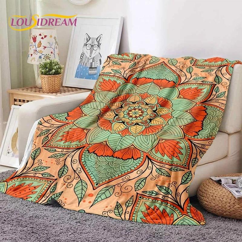 3D Mandala Yoga Flower Bohemia Meditation Nature Soft Flannel Blankets,Throw Blanket Comfortable Blanket for Picnic Beds Bedroom
